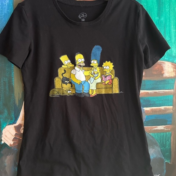 The Simpsons Black Cartoon Family Graphic Tee Small - Picture 8 of 14